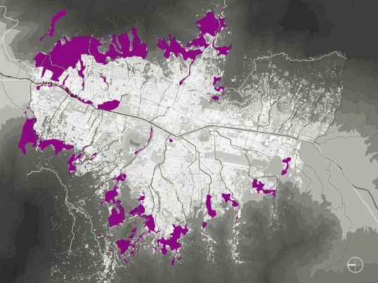 <em>Map of Medellín showing the location of informal settlements | Map: Empresa de Desarrollo Urbano; Overlay: Jeff Geisinger</em>