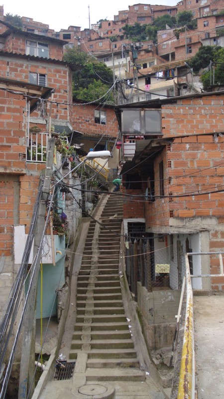 <em>Photo of a sloping pedestrian stair in Comuna 13. Courtesy Empresa de Desarrollo Urbano.</em>