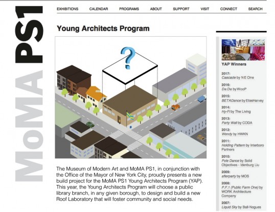 Enhanced visibility would be used to attract partnerships with local institutions, such as an envisioned partnership with the MoMA PS1 Young Architects program.