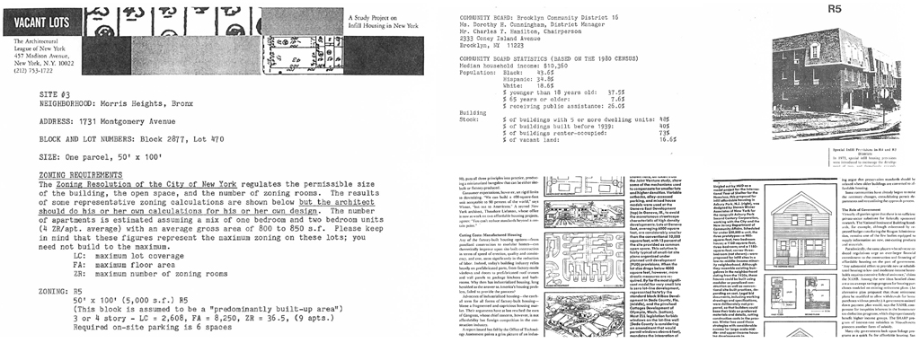 Original material from the Vacant Lots project packet, 1987.