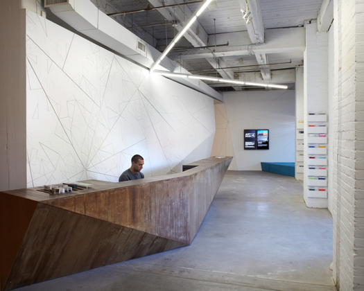 Interior views of the InfoShop (below) and Soft Cube (above) at the Bemis Center for Contemporary Art by Min | Day. Photographs by M. Sinclair. Courtesy of the architects.
