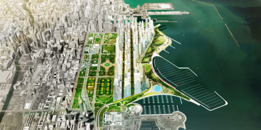 PORT | Overview of a Speculative Big Shift for Chicago’s Waterfront, Chicago, IL, 2015. Credit: Courtesy PORT.